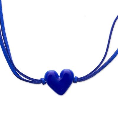 Alternate image for Art Glass Heart-Shaped Pendant Bracelet in Lapis Blue My Lapis Love