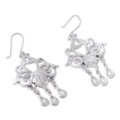 Alternate image for Sterling Silver Floral Chandelier Earrings from Mexico Baroque Elegance