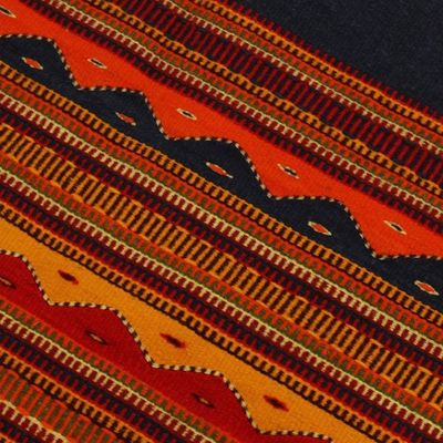 Alternate image for Multicolored Zapotec Wool Rug Waves of Dawn