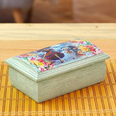 Alternate image for Handmade Pinewood Jewelry Box with Catrina-Themed Decoupage Catrina Illusion