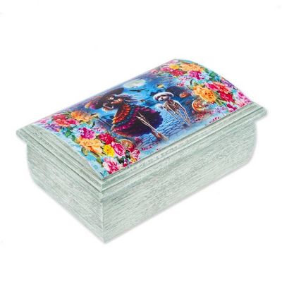 Alternate image for Handmade Pinewood Jewelry Box with Catrina-Themed Decoupage Catrina Illusion