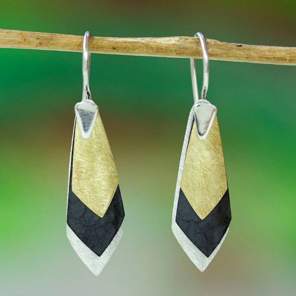 Alternate image for Modern Gold Accent Dangle Earrings Geometrical Riddles
