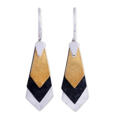 Alternate image for Modern Gold Accent Dangle Earrings Geometrical Riddles