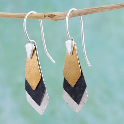 Alternate image for Modern Gold Accent Dangle Earrings Geometrical Riddles