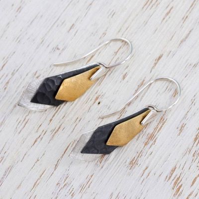 Alternate image for Modern Gold Accent Dangle Earrings Geometrical Riddles