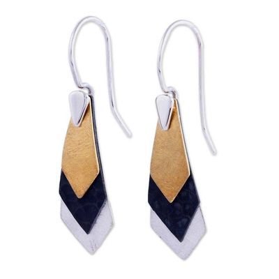 Alternate image for Modern Gold Accent Dangle Earrings Geometrical Riddles