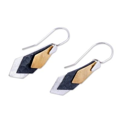 Alternate image for Modern Gold Accent Dangle Earrings Geometrical Riddles