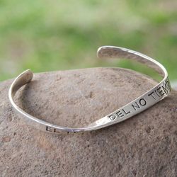 Image for Inspirational Sterling Silver Cuff Bracelet The Time of No-Time