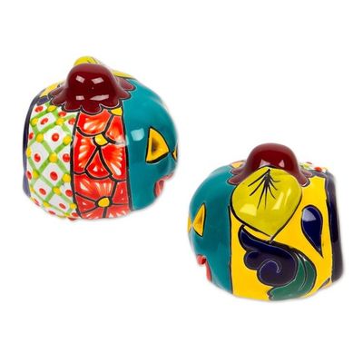 Alternate image for Jack-O-Lantern Talavera Ceramic Tealight Holders Pair Bright Jack-O-Lantern