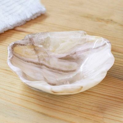 Alternate image for Grey and White Hand-Carved Natural Marble Seashell Catchall Grey Seashell