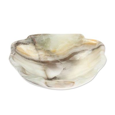 Alternate image for Grey and White Hand-Carved Natural Marble Seashell Catchall Grey Seashell