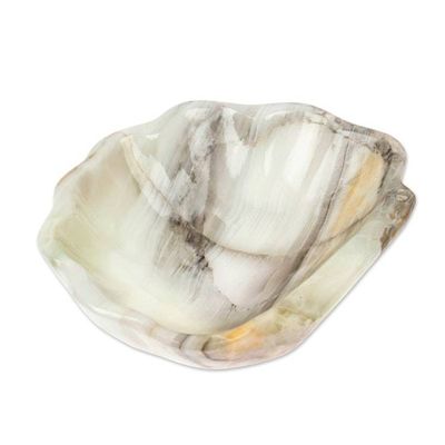 Alternate image for Grey and White Hand-Carved Natural Marble Seashell Catchall Grey Seashell