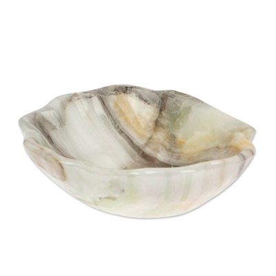 Alternate image for Grey and White Hand-Carved Natural Marble Seashell Catchall Grey Seashell