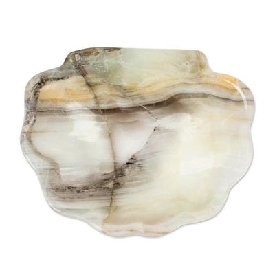 Alternate image for Grey and White Hand-Carved Natural Marble Seashell Catchall Grey Seashell