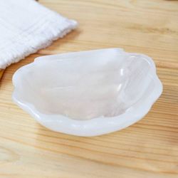 Image for White Seashell-Themed Hand-Carved Natural Marble Catchall White Seashell