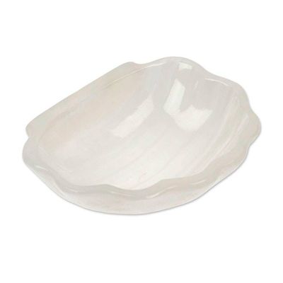 Alternate image for White Seashell-Themed Hand-Carved Natural Marble Catchall White Seashell
