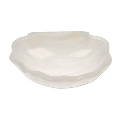 Alternate image for White Seashell-Themed Hand-Carved Natural Marble Catchall White Seashell
