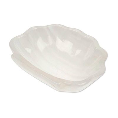 Alternate image for White Seashell-Themed Hand-Carved Natural Marble Catchall White Seashell