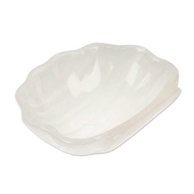 Alternate image for White Seashell-Themed Hand-Carved Natural Marble Catchall White Seashell