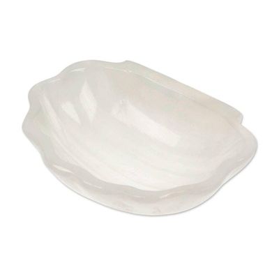 Alternate image for White Seashell-Themed Hand-Carved Natural Marble Catchall White Seashell