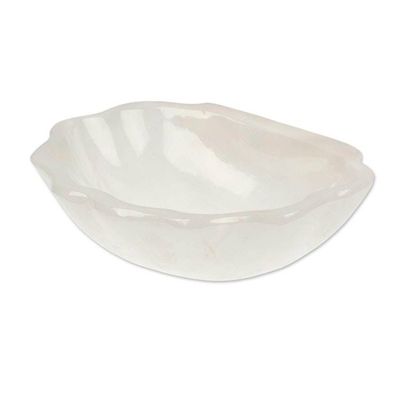 Alternate image for White Seashell-Themed Hand-Carved Natural Marble Catchall White Seashell