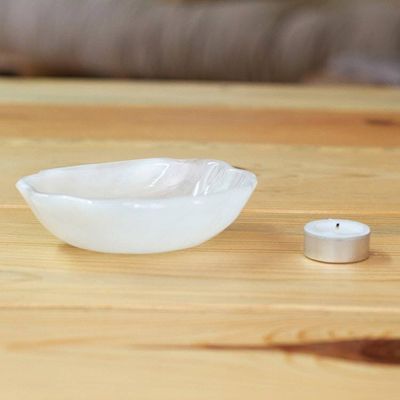 Alternate image for White Seashell-Themed Hand-Carved Natural Marble Catchall White Seashell