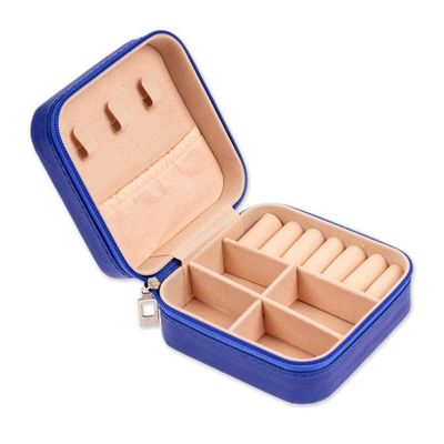 Alternate image for Heart-Themed Hand-Painted Indigo Faux Leather Jewelry Box Indigo Adoration