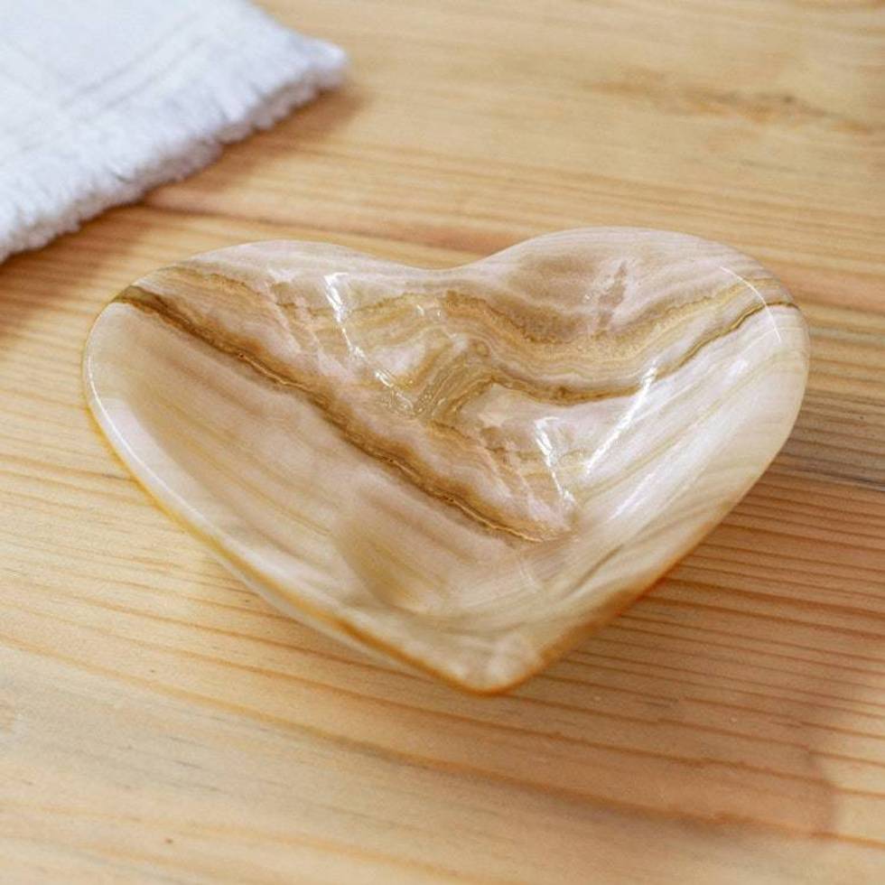 Heart-Shaped Hand-Carved Natural Marble Catchall in Grey 'Grey Heart'