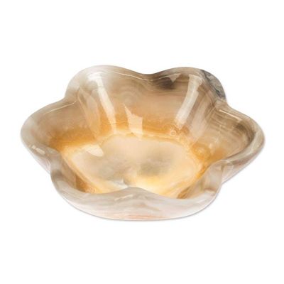 Alternate image for Six-Leaf Clover-Themed Hand-Carved Natural Marble Catchall Grey Clover