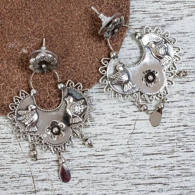 Alternate image for Bird Pattern Taxco Sterling Silver Dangle Earrings Eden Birds