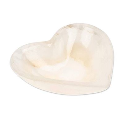 Primary image for Romantic Heart-Shaped Hand-Carved Natural Marble Catchall White Heart