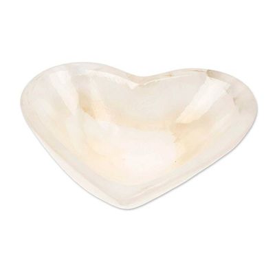 Alternate image for Romantic Heart-Shaped Hand-Carved Natural Marble Catchall White Heart