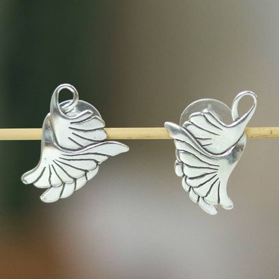Primary image for Sterling Silver Bird Earrings Crafted in Mexico On Doves Wings