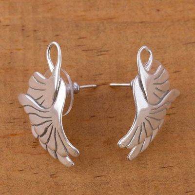 Alternate image for Sterling Silver Bird Earrings Crafted in Mexico On Doves Wings