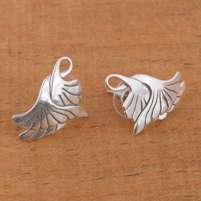 Alternate image for Sterling Silver Bird Earrings Crafted in Mexico On Doves Wings