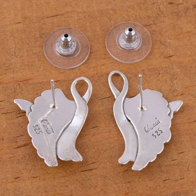 Alternate image for Sterling Silver Bird Earrings Crafted in Mexico On Doves Wings