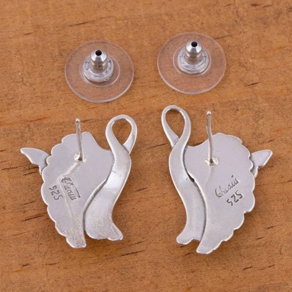 Alternate image for Sterling Silver Bird Earrings Crafted in Mexico On Doves Wings