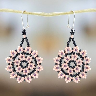 Primary image for Glass Beaded Floral Dangle Earrings from Mexico Sweet Star Flowers