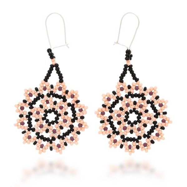 Alternate image for Glass Beaded Floral Dangle Earrings from Mexico Sweet Star Flowers