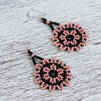 Alternate image for Glass Beaded Floral Dangle Earrings from Mexico Sweet Star Flowers