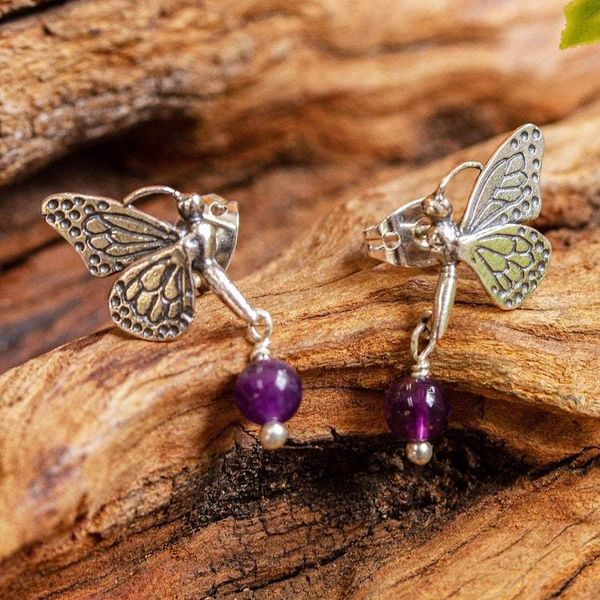 Alternate image for Monarch Butterfly Dangle Earrings from Mexico Dreamy Monarchs