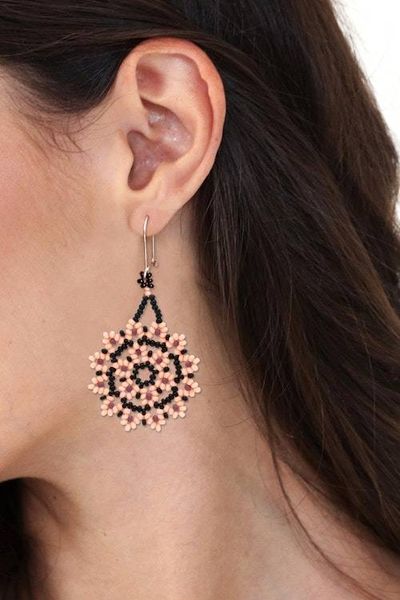 Alternate image for Glass Beaded Floral Dangle Earrings from Mexico Sweet Star Flowers