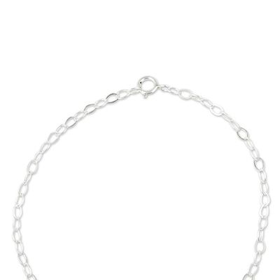 Alternate image for Sterling Silver Chain Bracelet with Three Flowered Pendants Purple Anahuac Flowers