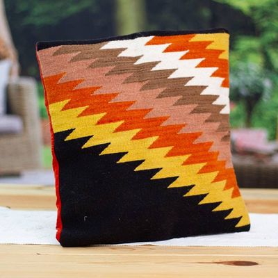 Alternate image for Zigzag Motif Wool Cushion Cover Zapotec Lightning
