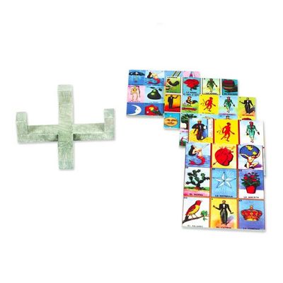 Alternate image for Decoupage 7-Piece Pinewood Loteria Coaster and Stand Set Loteria Drinks