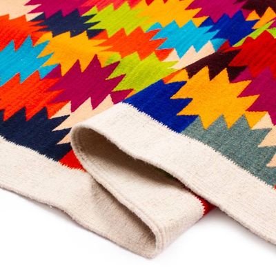 Alternate image for Modern Handwoven Zapotec Wool Area Rug with Star Motif 5x8 A Thousand Stars