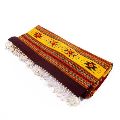 Alternate image for Hand-Loomed Zapotec Wool Runner with Mexican Symbols Vibrant Symbols