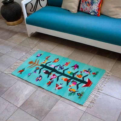Primary image for Tree of Life-Themed Hand-Woven Zapotec Wool Area Rug 2x3 Mexican Tree of Life