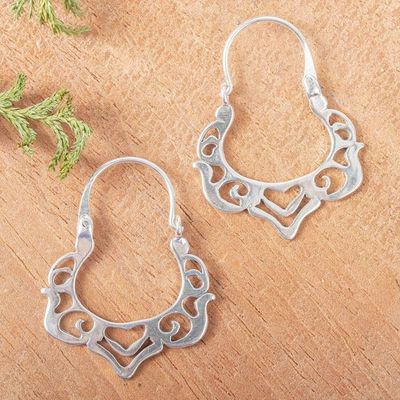 Primary image for Art Nouveau Style Sterling Silver Hoop Earrings Nouveau Mexico