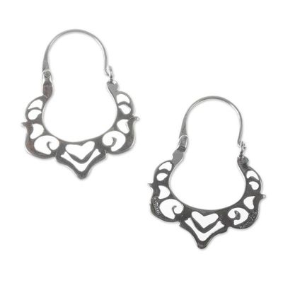Alternate image for Art Nouveau Style Sterling Silver Hoop Earrings Nouveau Mexico